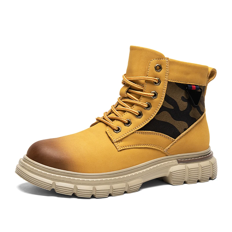 Men's Autumn High-Top British Style Retro Work Boots Men's Outdoor Hiking Retro Genuine Leather Motorcycle Boots