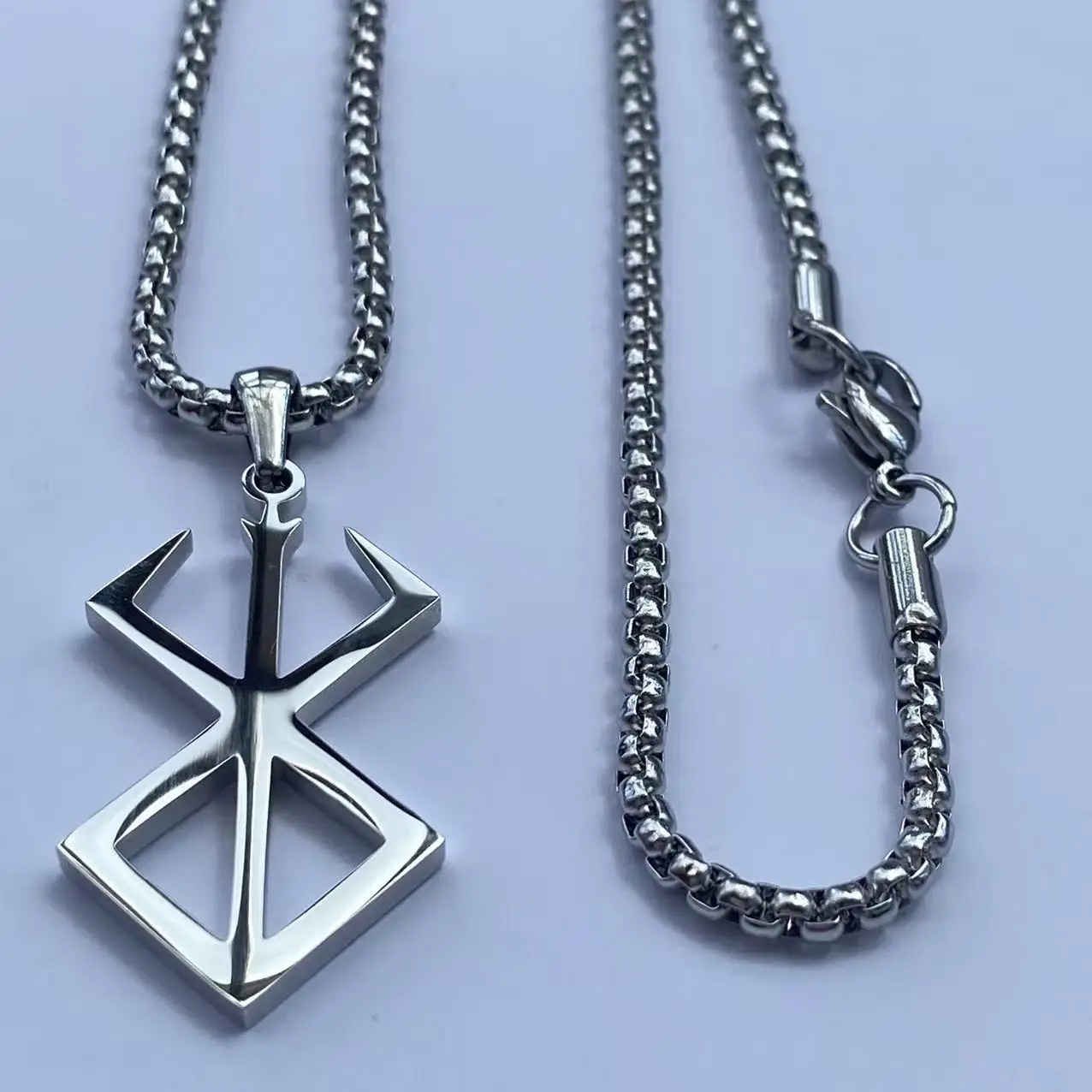 Hochwertige Edelstahl-Halskette mit Berserker-Rune-Symbol, Nordisches Logo, Stahl-Emblem, Nordisches Amulett, Talisman, Schmuckstück