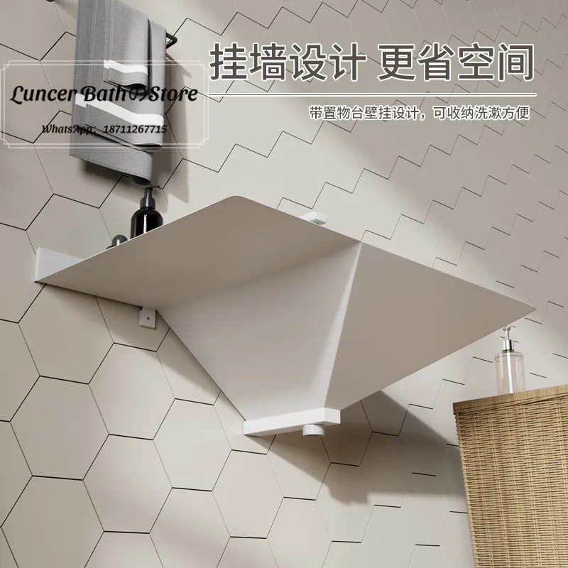 Black Stainless Steel Wall Mounted Wash Basin, Creative Hotel Bathroom Hand Sink, Nordic Vanity Sink for Toilet