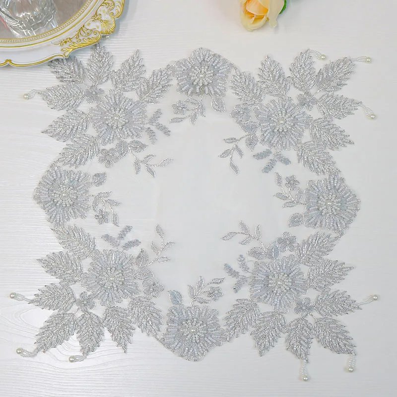 Table decoration and accessories mesh bead flower embroidery table place mat cloth Wedding Christmas dining tea placemat kitchen