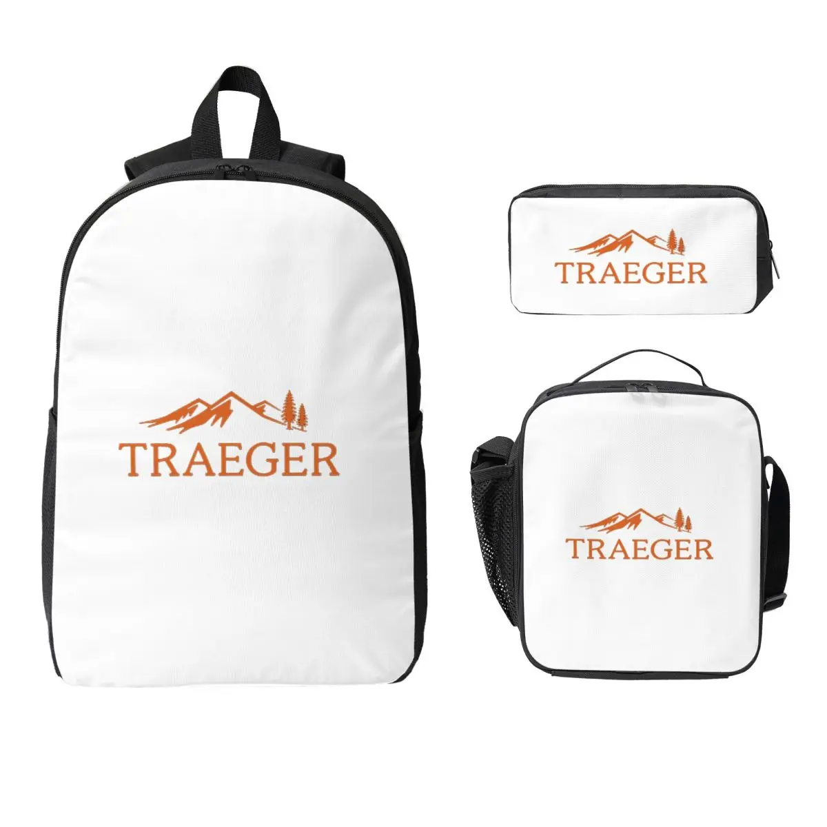 Traeger Pellet Grill Smoke BBQ Essential Backpack BookBag School Bag Laptop Shoulder Bags 3ps Insulated Lunch Bag Pencil Case