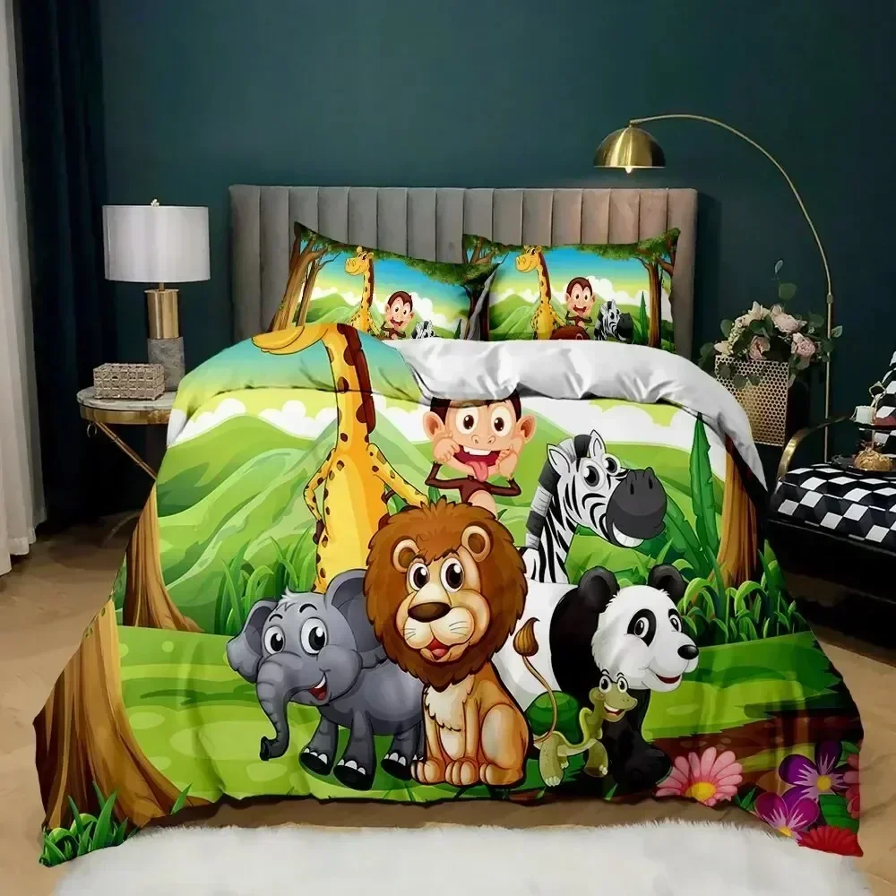 Elephant Cute Animal World Theme Bedding Set Duvet Cover Sheet Printed Bed Set Pillowcase Full Queen King Size Comforter Bedroom