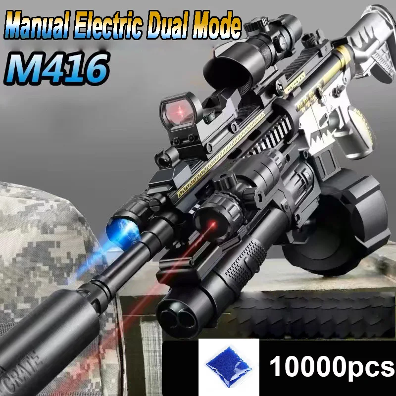 M416 arma de brinquedo manual elétrica m4a1 bala de cristal arma de brinquedo menino comendo frango modelo rifle de assalto pistola de água