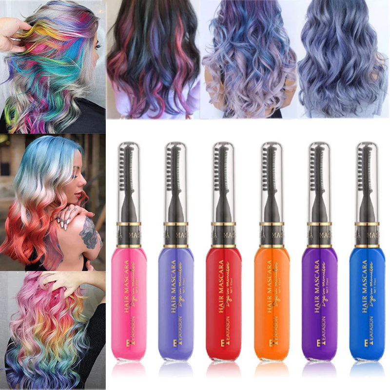 13 Farben einmalige Haare Farbe Einweg haar gefärbte Mascara Beauty Tool wasch bar ungiftig DIY Haar wachs blau grau lila