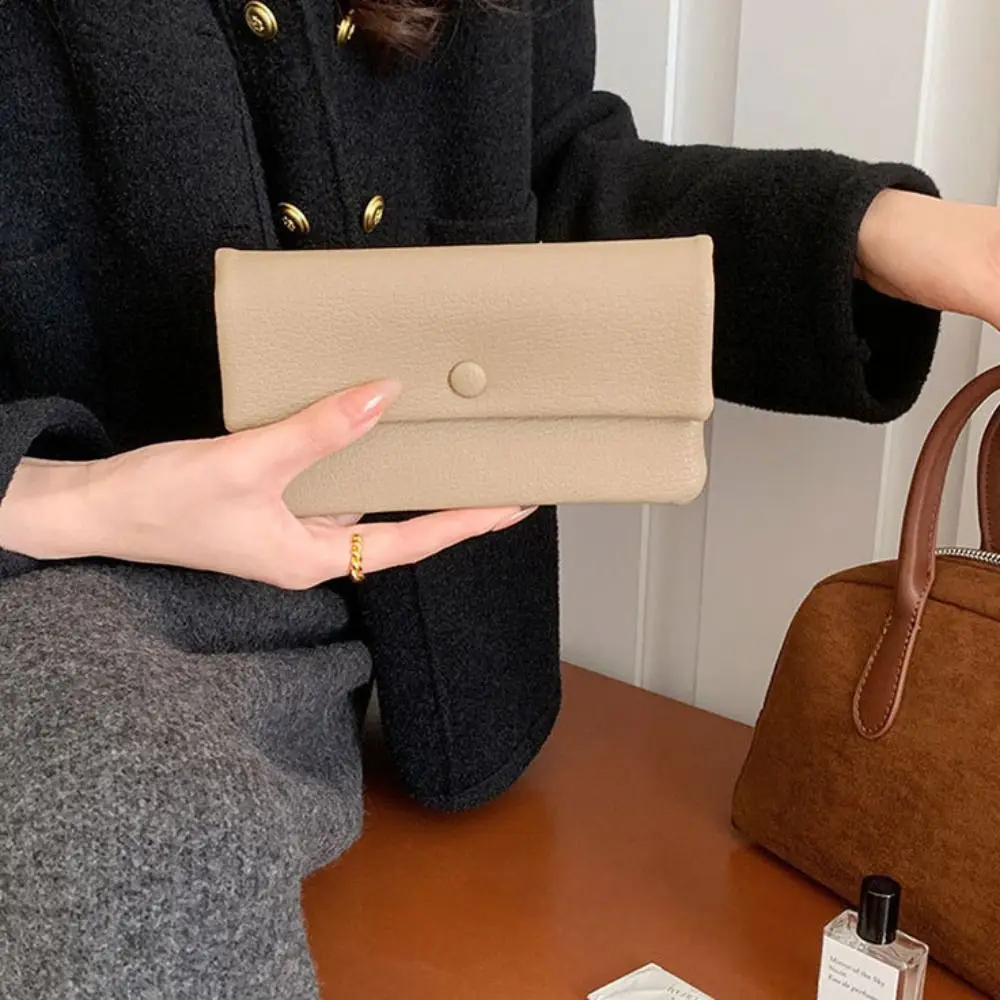 Elegant PU Leather Envelope Wallets Zipper Portable Women Long Clutch Bag Coin Purse Multifunctional Change Bag Outdoor
