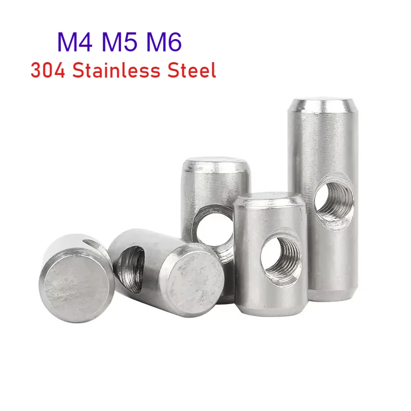 M4 M5 M6 304 Stainless Steel Barrel Bolts Cylindrical Pin Dowel Cross Hole Hammer Embedded Nut for Wood Furniture Accessories