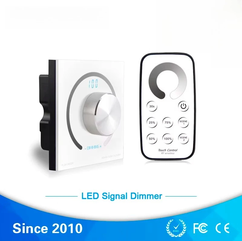 T1+K1 0‑10V Single Color LED Dimmer Switch, Rotary Remote Light Controller 0-10V Dimming Driver for LED Strip Lighting