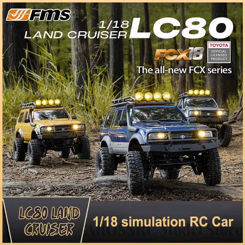 All-new Fms 2023 FCX 1/18 LC80 LAND CRUISER Model Off-road Four-wheel Drive Climbing Vehicle Remote Control Electric RC Car