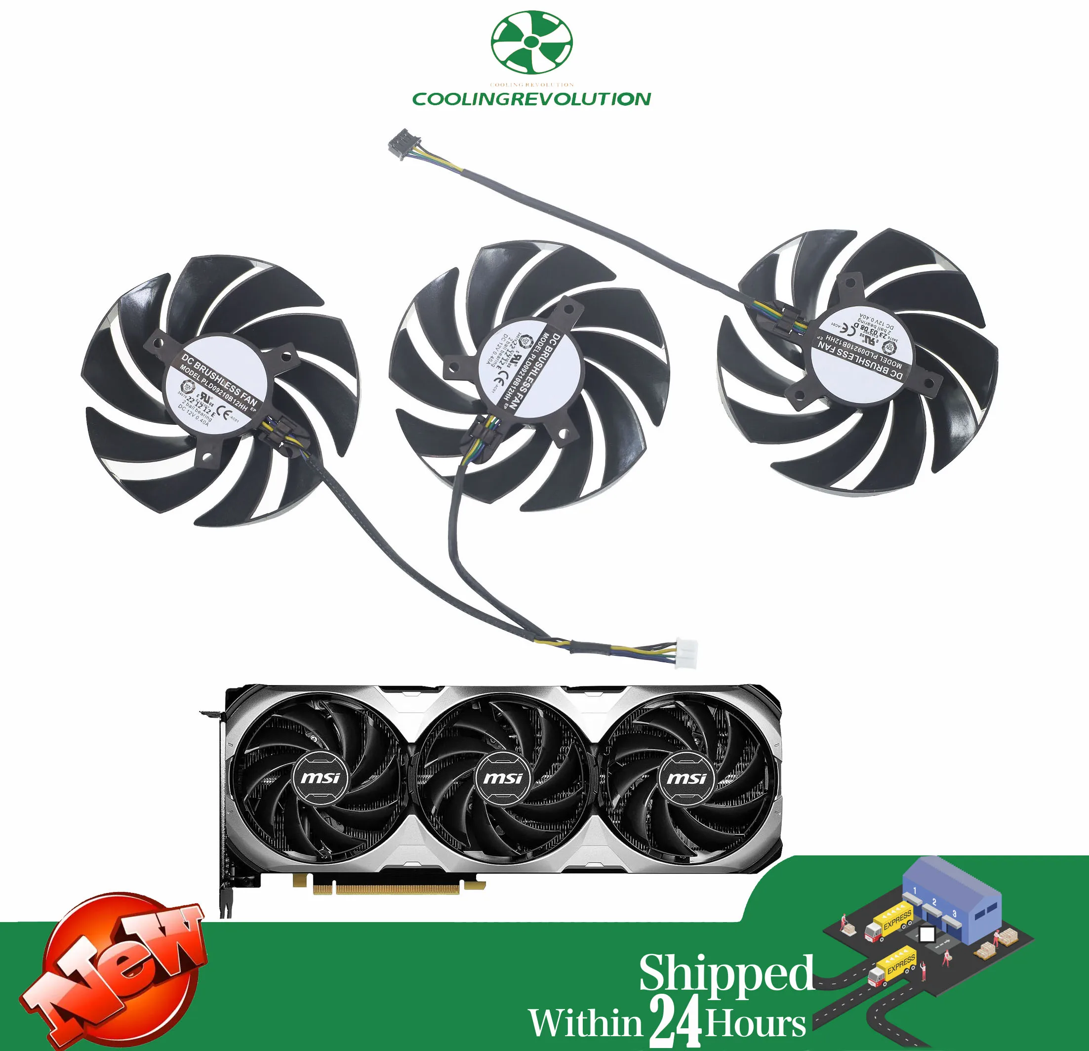 مروحة بطاقة رسوميات لـ si ، GeForce RTX our Ti ، vtus 3X ، PLD09210B12HH ، DC12V ، 0.40A ، 4-Pin ، 87