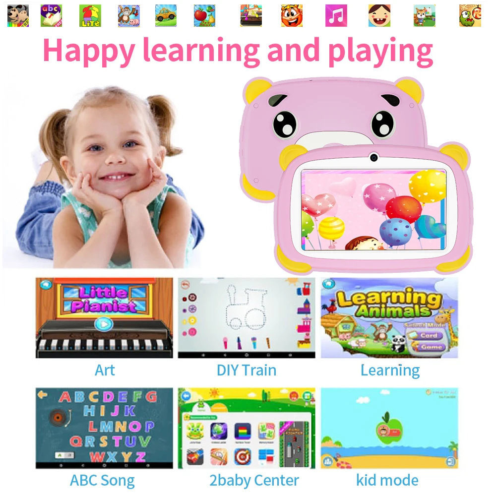 BDF-Tableta de 7,0 pulgadas para niños, Tablet con Android 13 ,4GB de Ram, 64GB de Rom, juguetes para niños, batería de 4000MAH, Bluetooth,WiFi, educación de aprendizaje