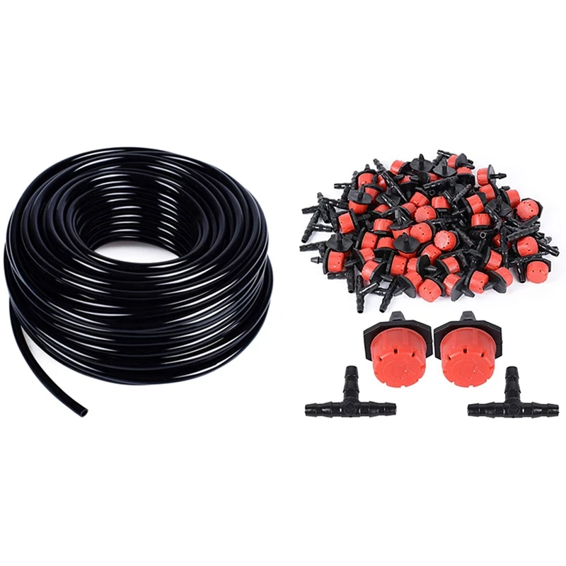 

HOT-30Meter 1/4 Inch Distribution Drip Irrigation Hose With 200 Adjustable Irrigation Drippers And Drip Irrigation Kit