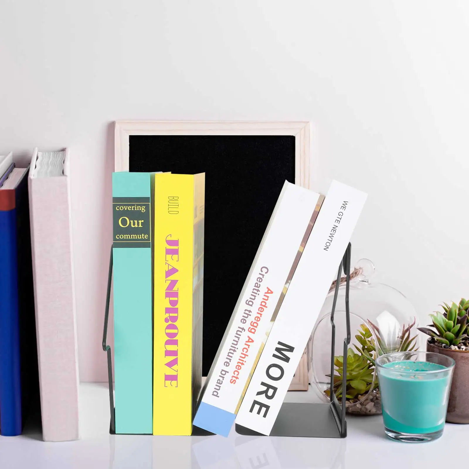 

2 Pcs Iron Book St Shelves Reading Holders File Bookend Metal Office ganizer Crafted Desk Study Library Practical