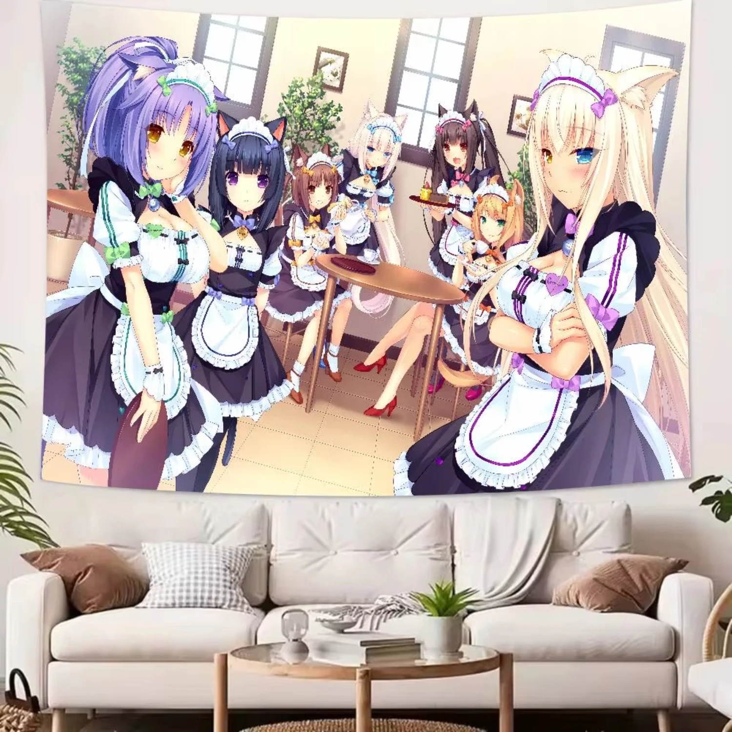 Kawaii HOT Girl Nekopara Tapestry Decoration Bedroom Dormitory Background Cloth Holiday Home Party Living Room Club Tapestry