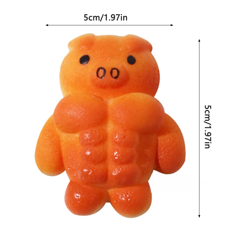 Squishy Stress Release Toy, Chaveiro, Músculos Abdominais, Urso, Beliscar, Leão Muscular, Mochi, Rebound Lento, Descompressão