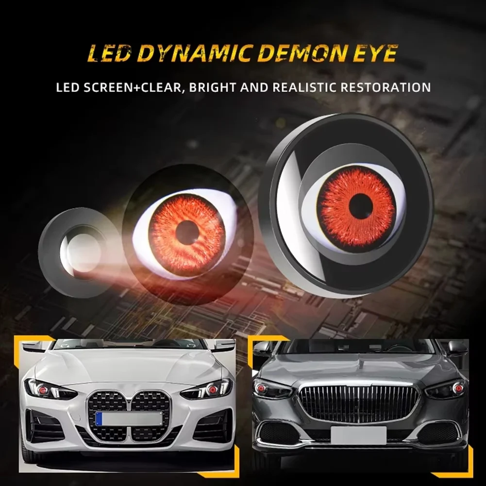 LED Devil Eyes Decoration For Car Headlights, Dynamic Eye Light Accessories For Suvs And Motorcycles