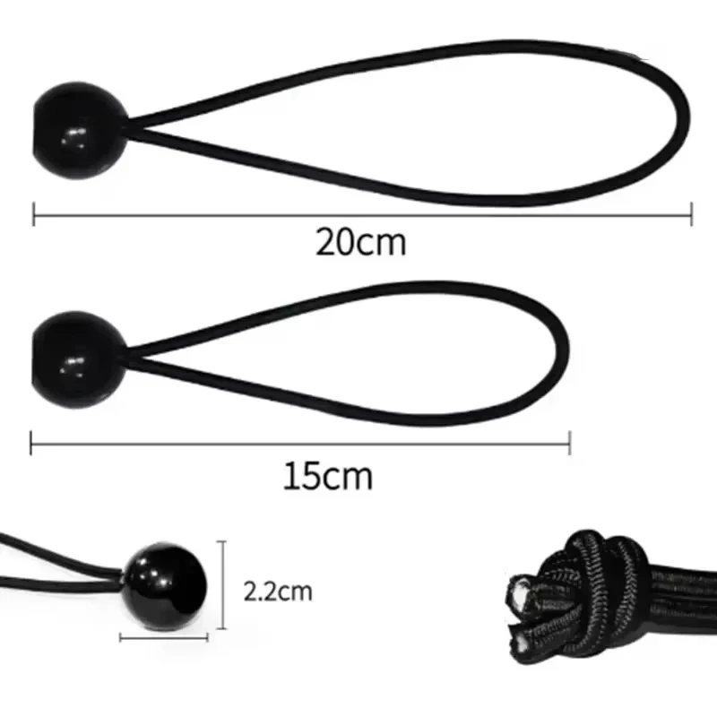 20Pcs Bungee Ball Tarps Canvas Tarpaulin Flagpole Ties Cord Ends Elastic Rope Lace Fixed Boat Pole Camping Tent Accessories