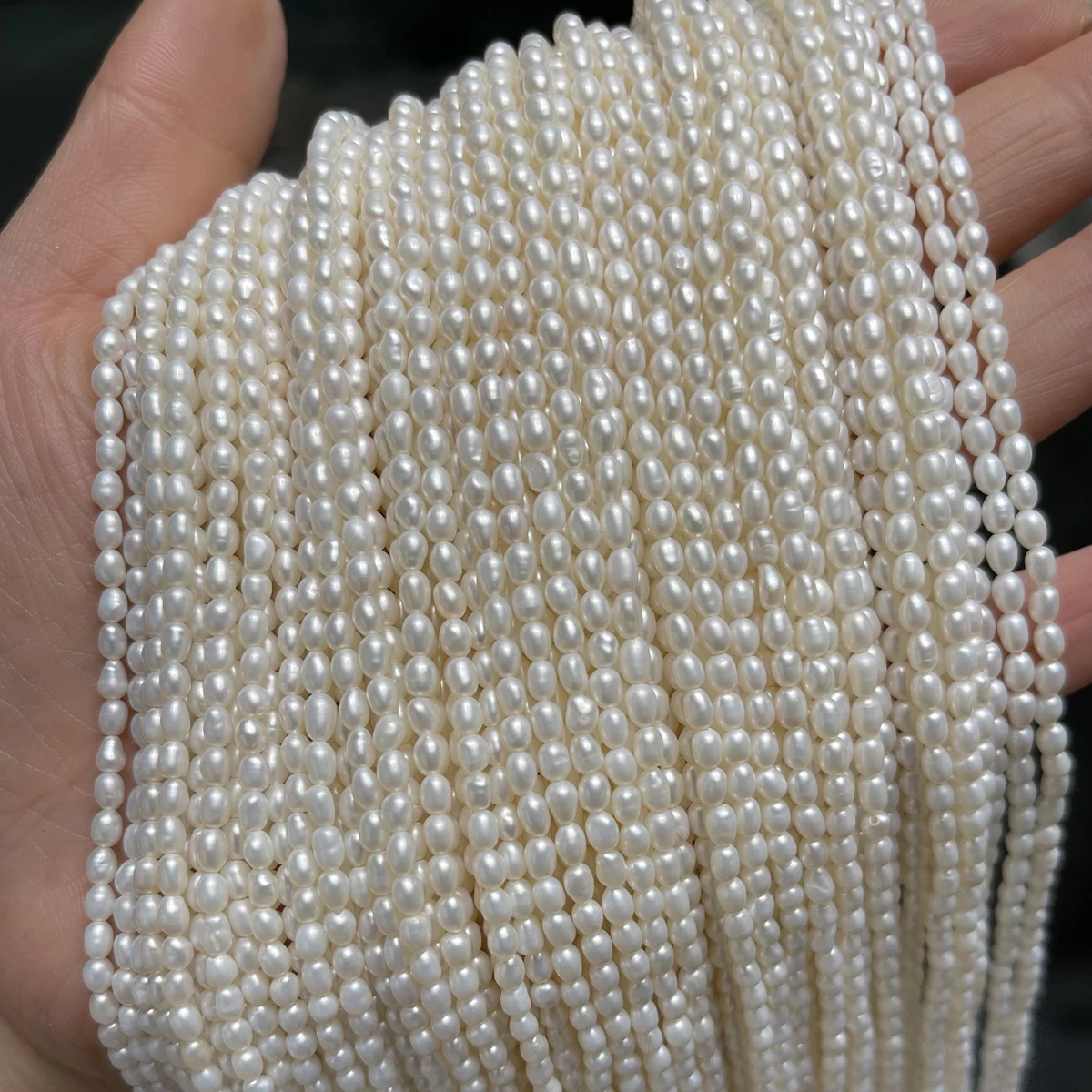 3-4mm Cost Effective Rice Strand Beads Natural Freshwater Pearl Loose Beads for Jewelry Making DIY Necklace Bracelet Accessories