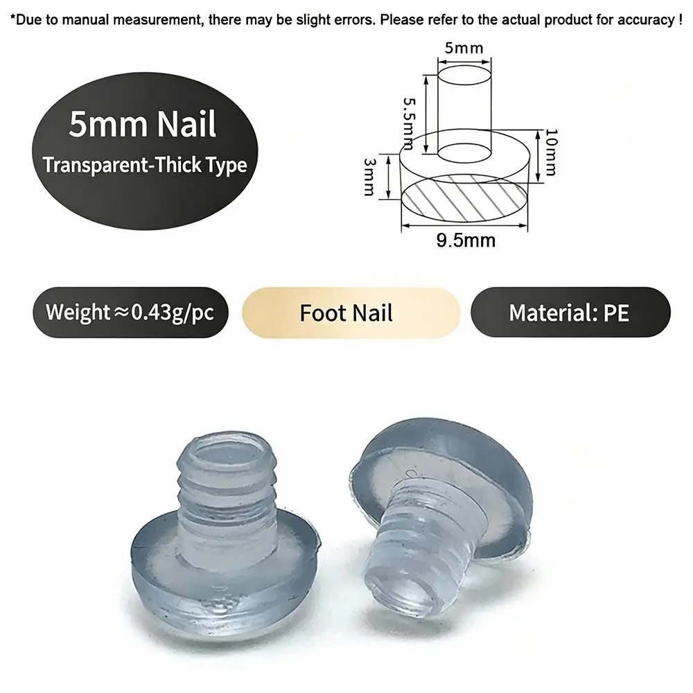 50Pcs M5/M5.8/M6 Glass Top Table Furniture Embedded Bumper with Stem Black/Transparent Rubber Grippers Table Spacers