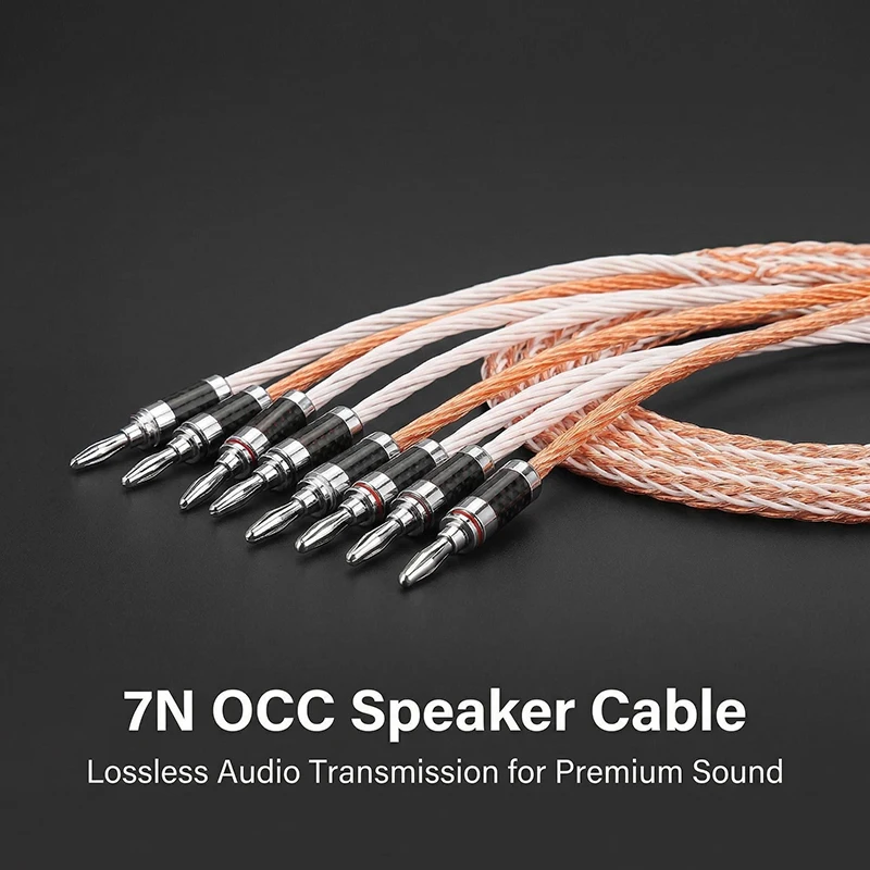 

1 Pair Hifi audio 8TC Speaker Interconnect Cable Hifi Speaker Cable with Carbon Fiber Banana Connector