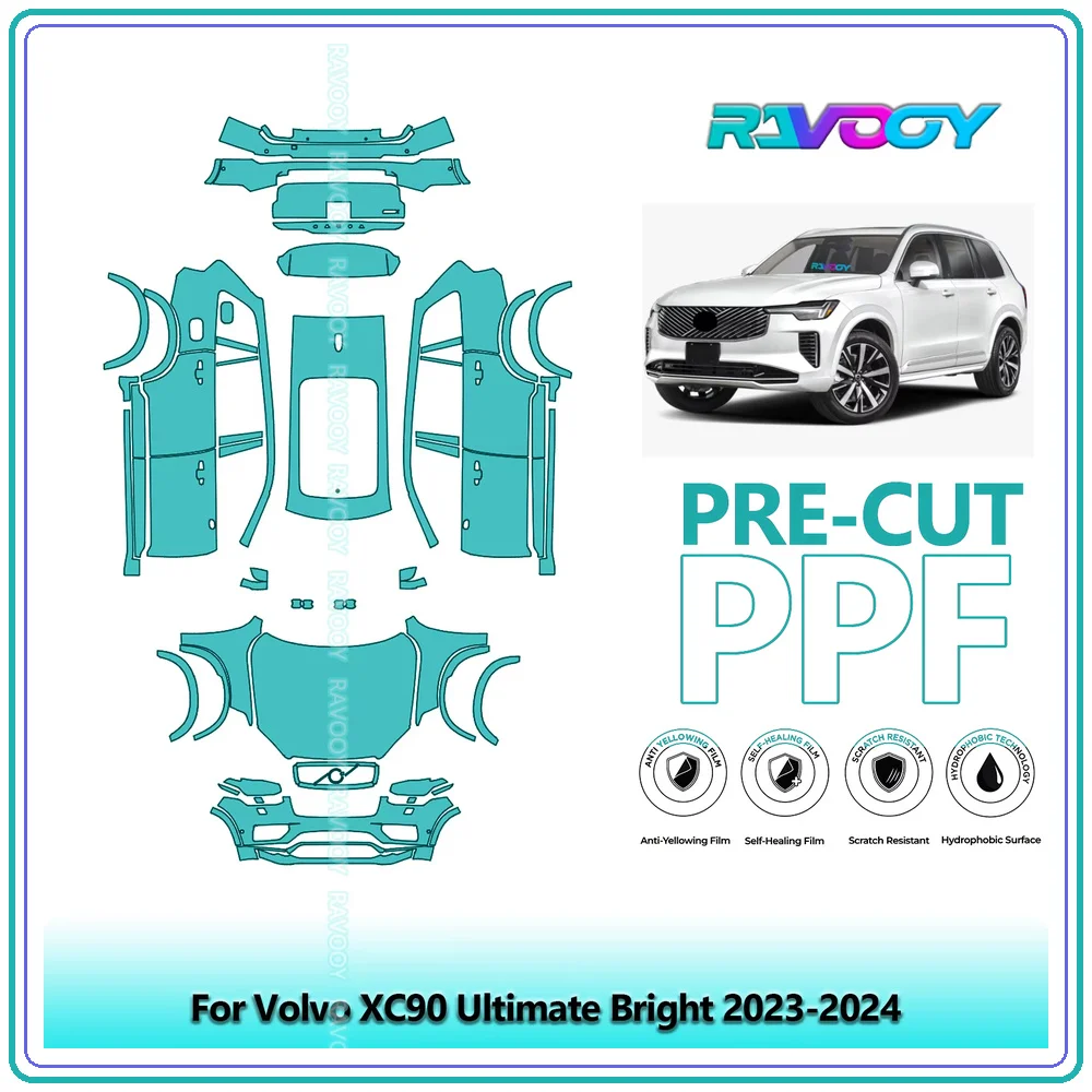 RAVOOY Custom-Fit Precut TPU PPF Full Vehicle Clear Bra Stone Guard EU UK For Volvo XC90 Ultimate Bright 2023-2024