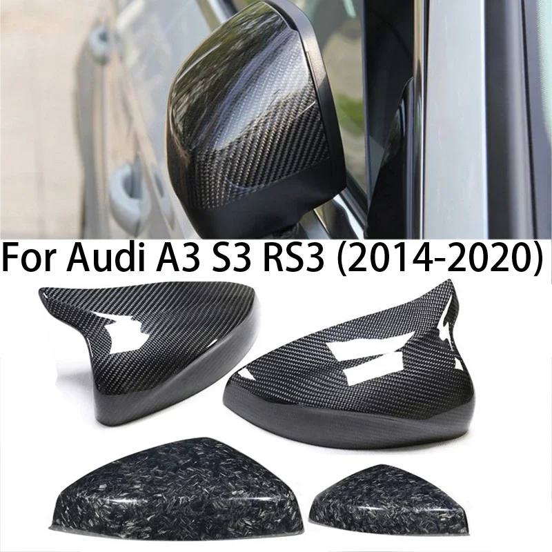 

For Audi A3 RS3 S3 2014-2021 Carbon Fiber Car Door Wing Side rearview mirror Covers Accessories Replacement/Add On Style