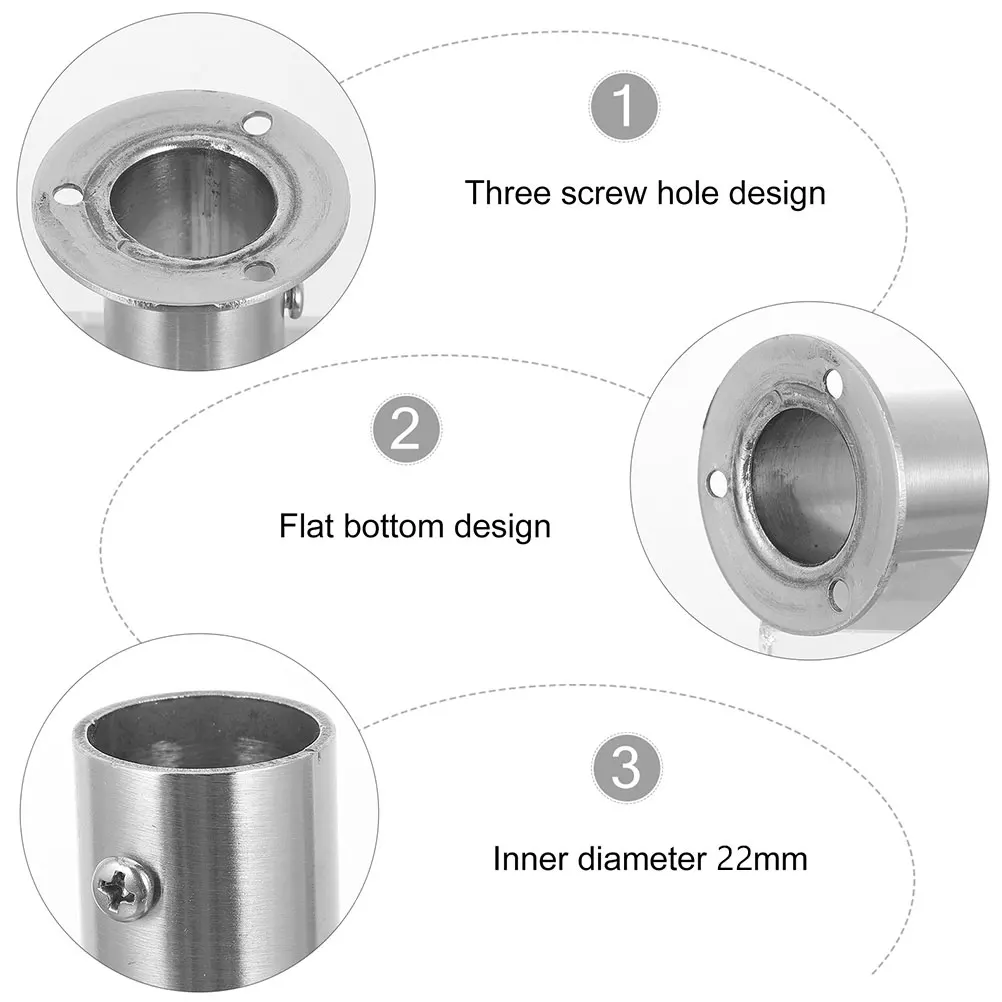

Heavy Duty Pole Flange Socket Stainless Steel Seat Shower Curtain Rod Closet Holders