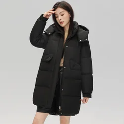 Thick Jacket Down Cotton Padded Warmth Topcoats Women Plus Size Hooded Korean Solid Outwear Fashion Streetwear Autumn Winter