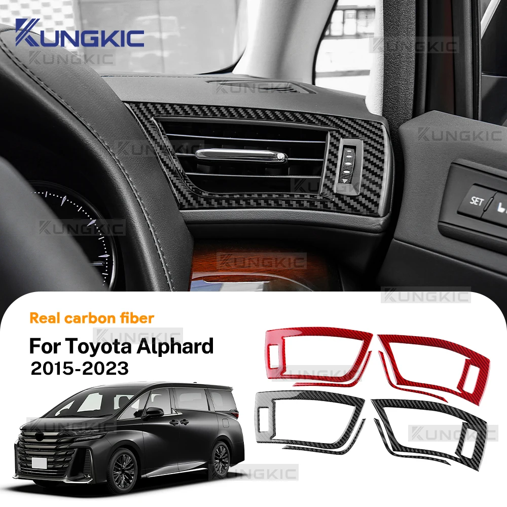 

Для Toyota Alphard 2015-2018 2019 2020 2021 2022 2023 RHD автомобильная центральная консоль, боковая накладка на воздуховыпускное отверстие, наклейка из настоящего мягкого углеродного волокна