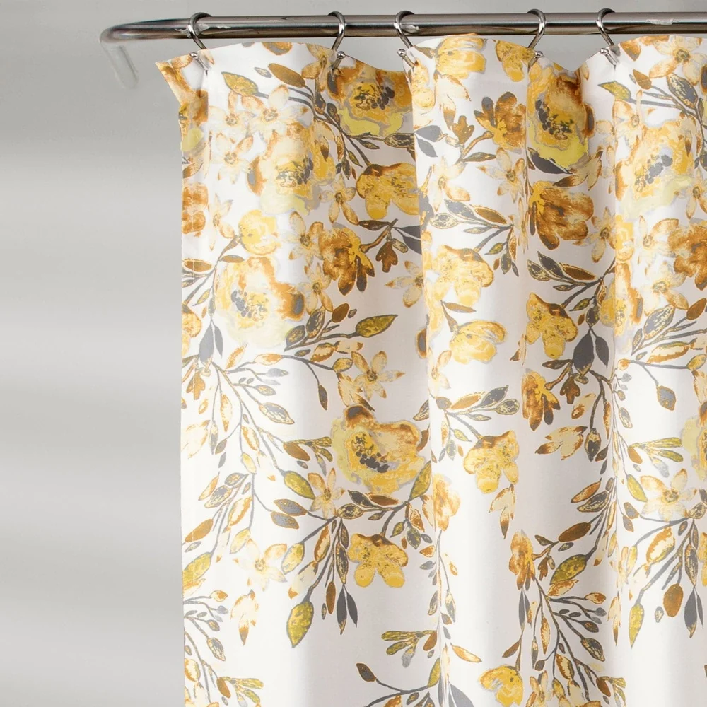Floral Shower Curtain 72x72 Waterproof Polyester Machine Washable Elegant Design Bathroom Spa Experience Hook Rings Compatible