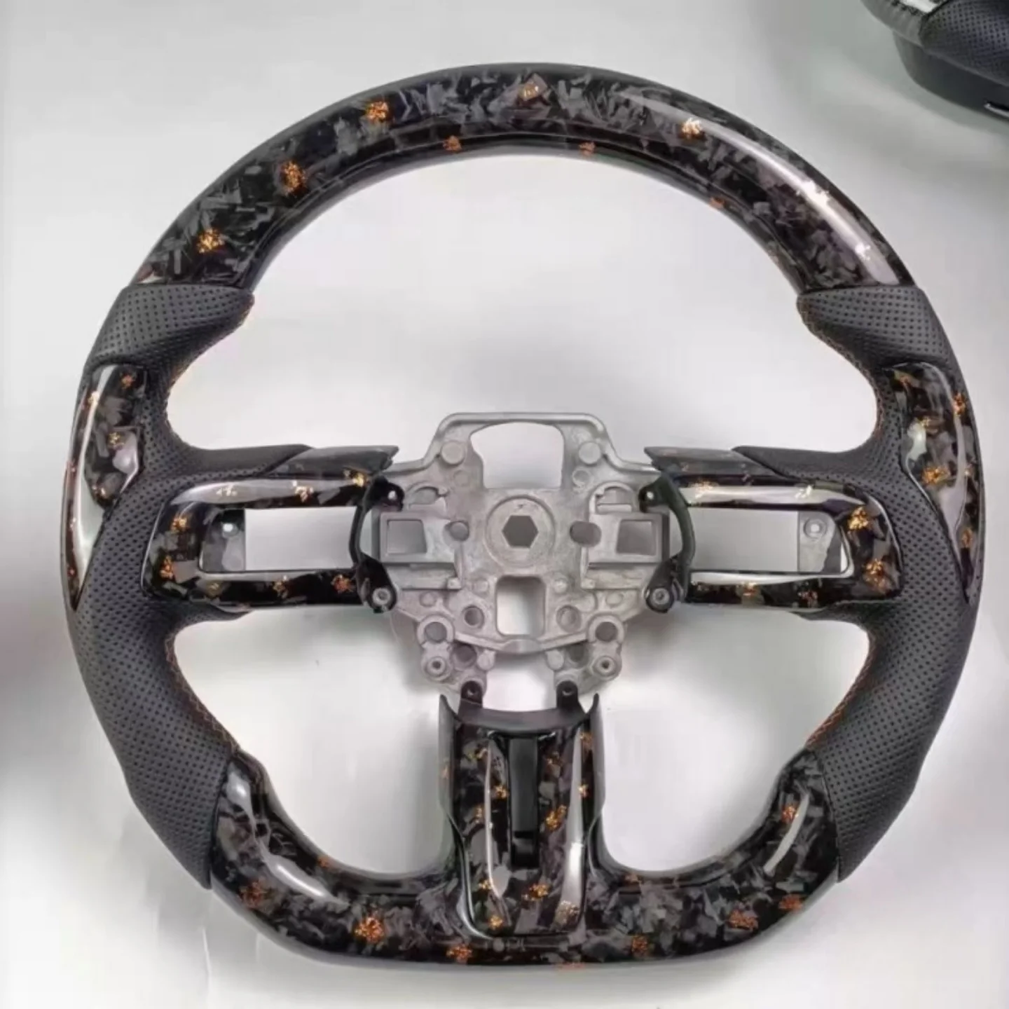 

Steering Wheel Customized Carbon Fiber for Ford Mustang 2015 2016 2017 2018 2019 2020 2021 2022 GT Shelby Leather