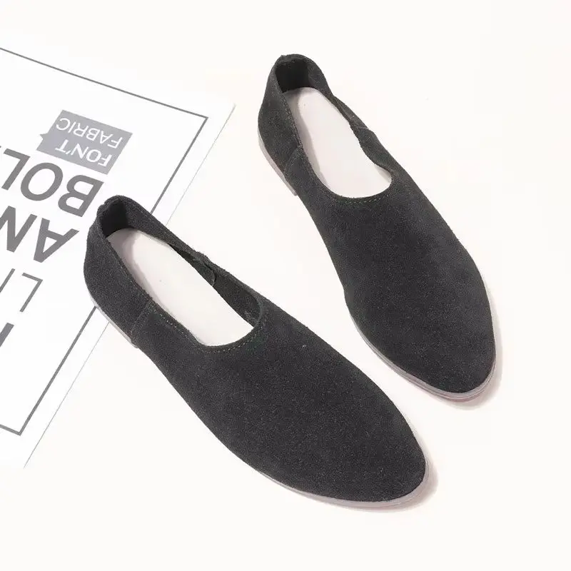 Women's Genuine Leather Pointed Toe Ballet Flats Slip-On Loafers