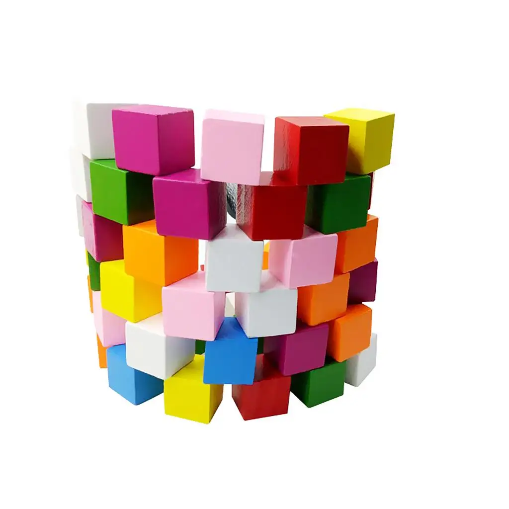 Embellissements de cubes en bois assortis pour enfants, blocs en saillie, créatifs, 50 pièces