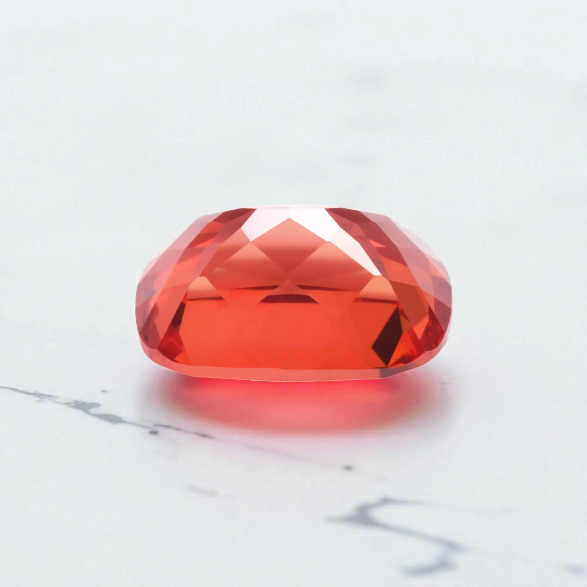 Laborgezüchteter Saphir im Asscher-Schliff in Sonnenuntergangsrot für Schmuckherstellung, Ringe, Halsketten, Ohrringe, Hauptmaterialien, AGL-Zertifikat – Detail 21