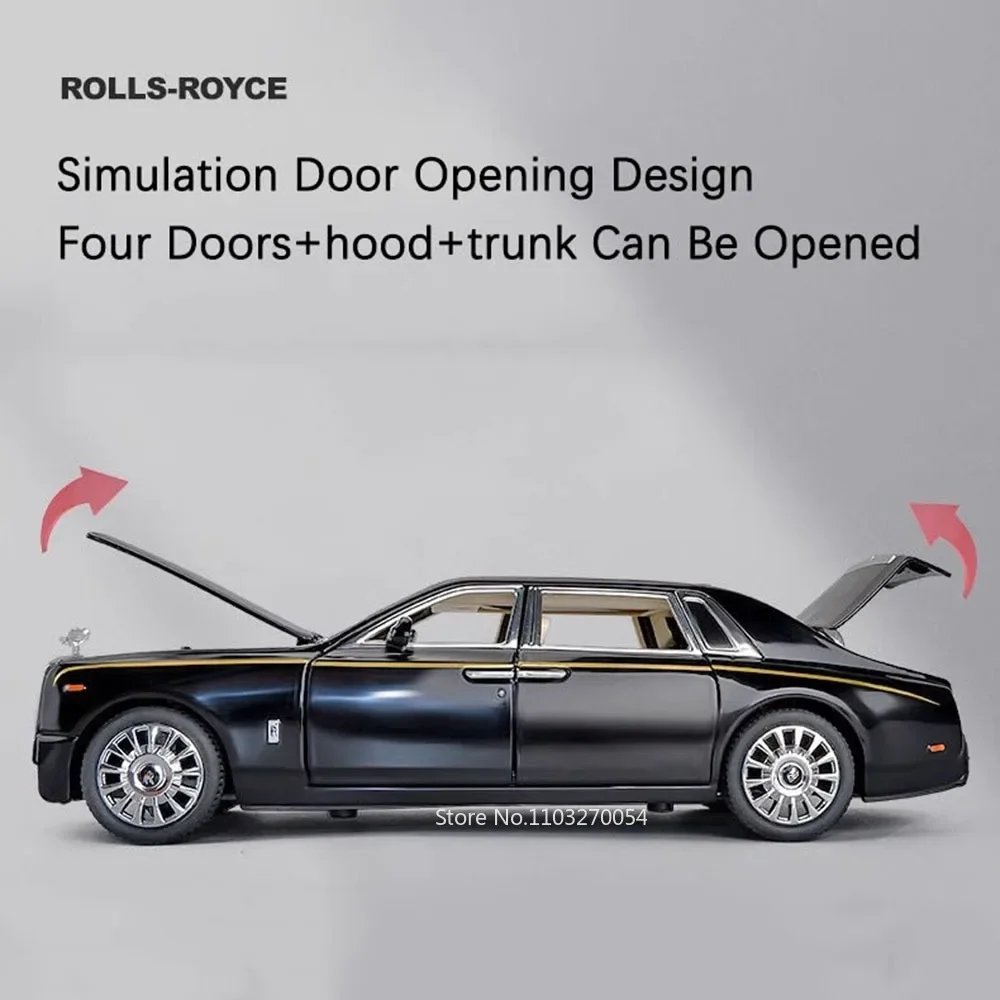 Rolls-royce Phantom Spectre modelo de aleación de juguete, coche fundido a presión, 6 puertas, luz de sonido abierta, juguetes para tirar hacia atrás, vehículo para niños, regalo, 1:24