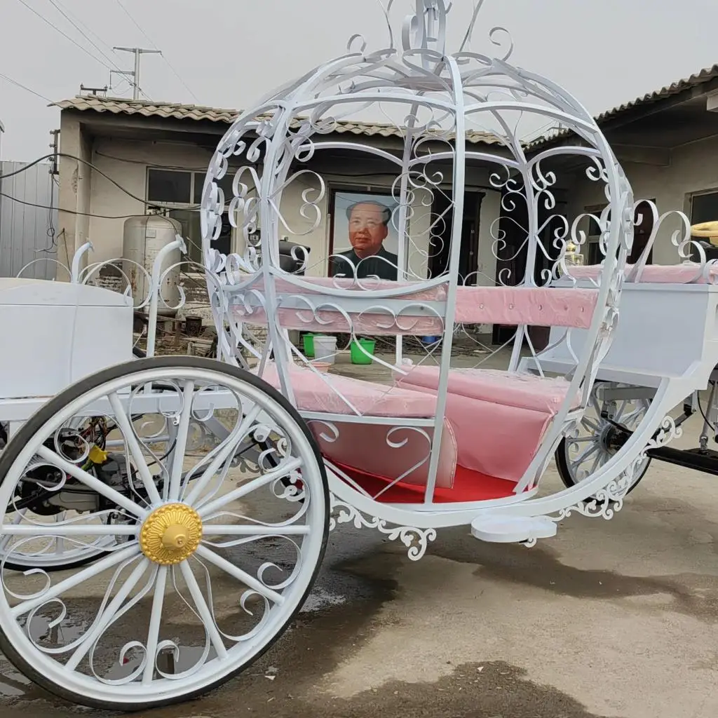 Carrinho de cavalo de luxo sem energia, treinador real, vagão de casamento, transporte de cavalo personalizado, atmosfera elétrica de alta qualidade, elegante