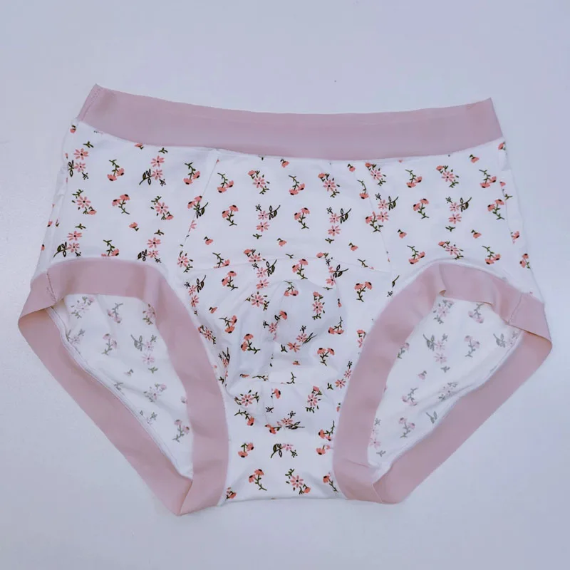 Men's Modal Floral Panties High-Rise Convex Pouch Briefs Cotton Elasticity Underpant Sissy Comfort Lingerie Plus size