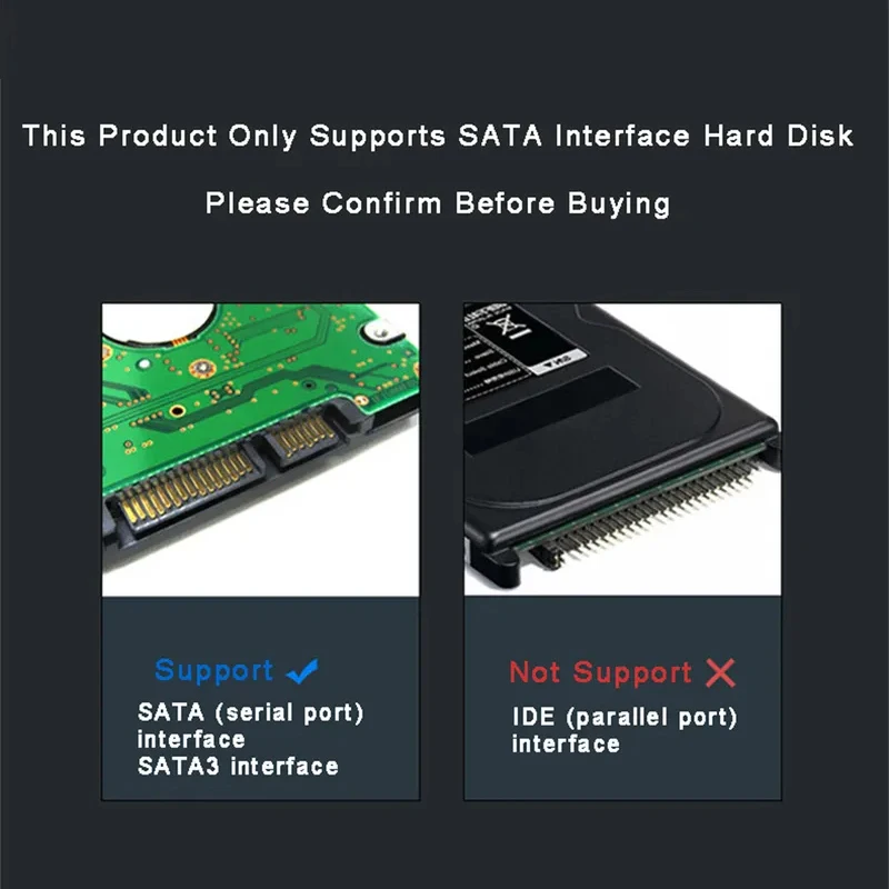 하드 디스크 박스 USB 3.0 2.5 인치 HDD SSD 쉘 SATA HDD 박스 인클로저 하드 드라이브 디스크 박스 케이블, 노트북용 2TB UASP 지원, 5 Gbps