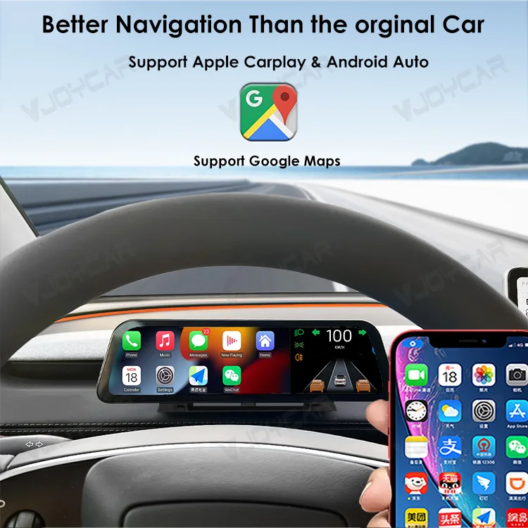 VJOYCAR 9.66 inches Instrument Display for New Model Y Juniper Model YL Dashboard with Air Outlet for Tesla All Model 3 Y