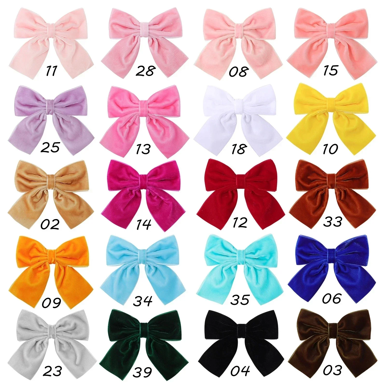 4.3Inch Solid Velvet Bows Hair Clip For Girl Hair pin New Handmade Bowknot With Clips Headwear Kids Hair Accessories Wholesale