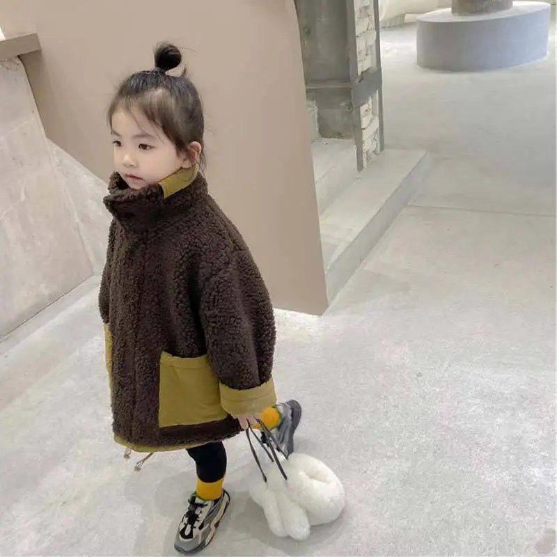 Children Clothes Autumn Winter Warm Coat Girls Double Sided Jacket Loose Casual Coat Fashion Patchwork Winter Clothes Girls Boys