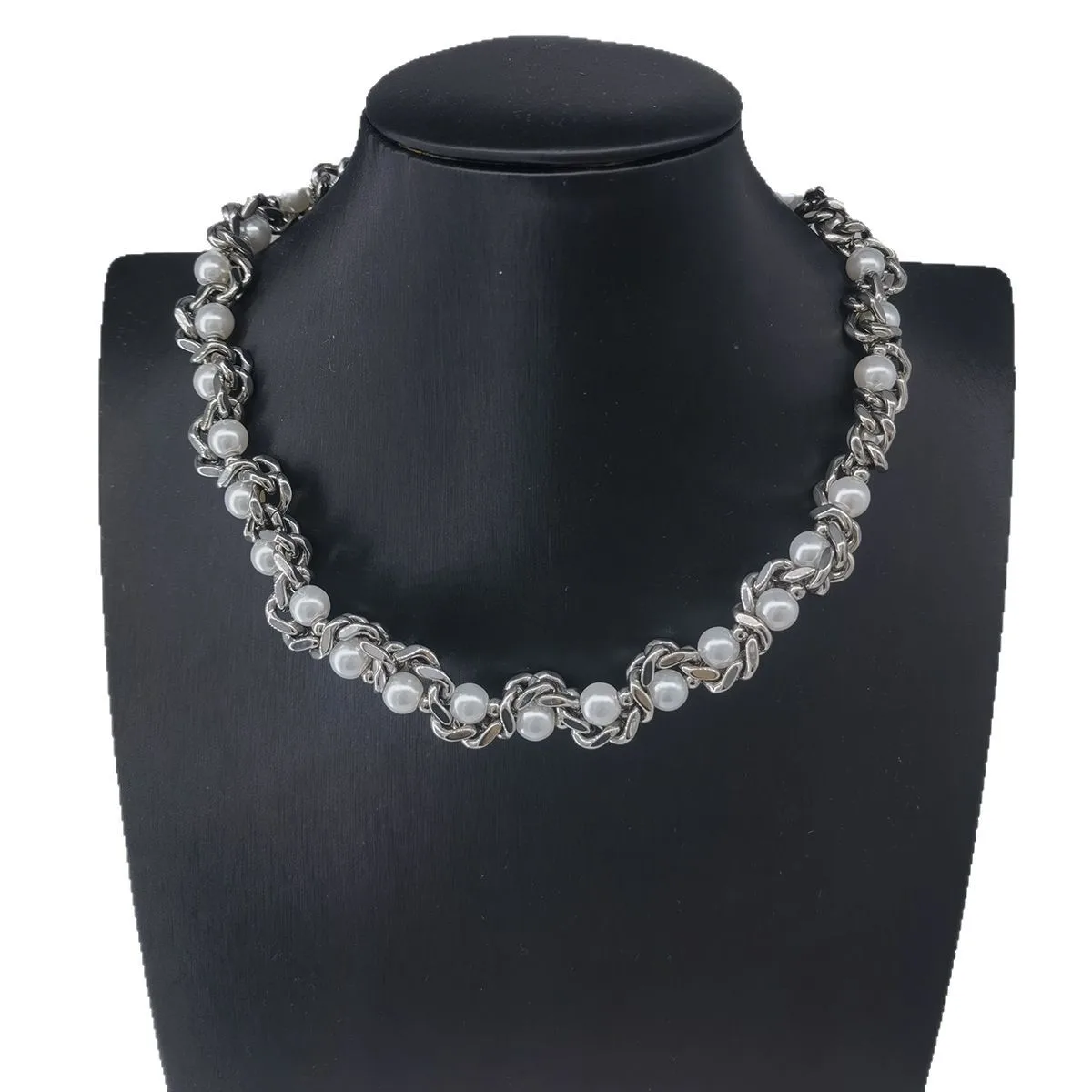 Imitation Perle Achat Perlen Halsketten Kubanische Kette Edelstahl Männer Frauen Personalisierte High-end-Halskette Mode Schmuck – Detail 5