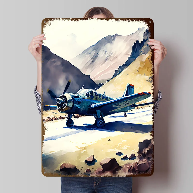 War Plane Printed Poster Customized Retro Wall Art Vintage Metal Tin Signs for Home Gaming Room Decoration Cozy Custom Plate