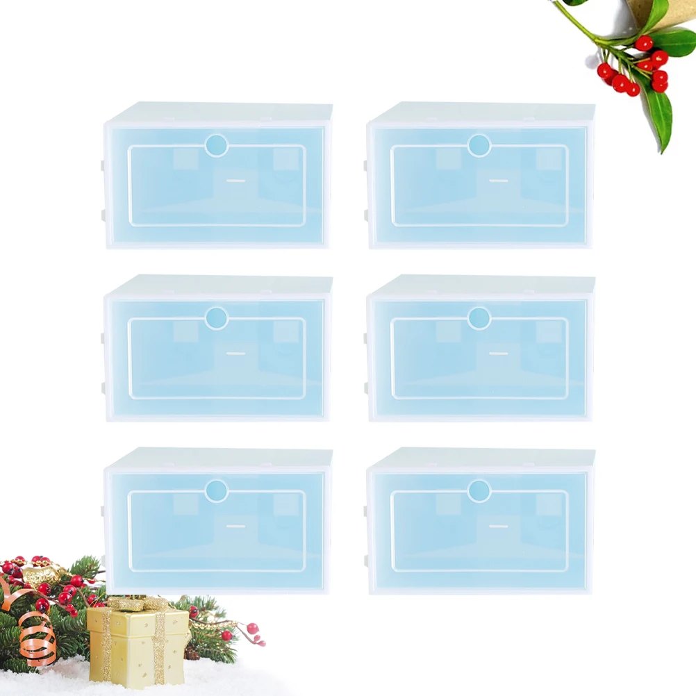 

6PCS Shoes Storage Box Stackable Shoe Racks Container ganizer 37Sneakers Size Transparent Door Material Closet Entryway