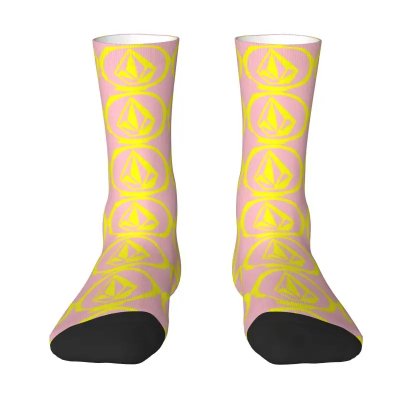 Custom Funny Volcoms Skate Socks Men Women Warm 3D Printed Boardsports Diamond Stone Sports Football Socks