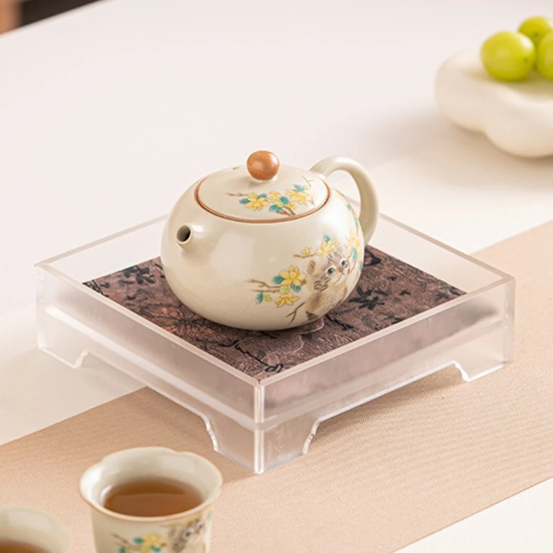 Imitation Song Ru kiln beige Xishi pot ceramic square small bubble teapot household filter single pot kung fu tea set teapot