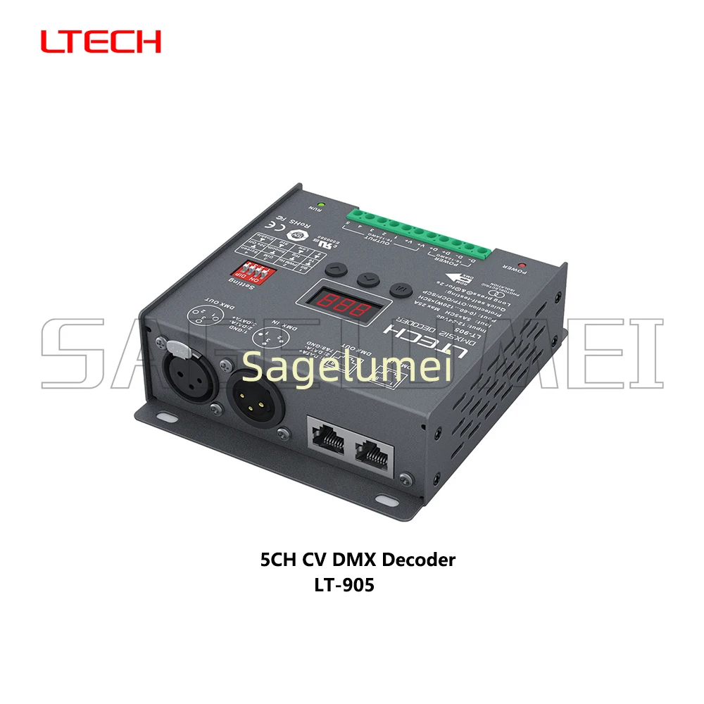 DC12-24V DMX/RDM 3/4/5CH 8/16bit DMX512 Digitale Display XLR3pin RJ45 PWM Decoder Voor LED RGB/RGBW/RGBWY LT-903/904/905 DIP