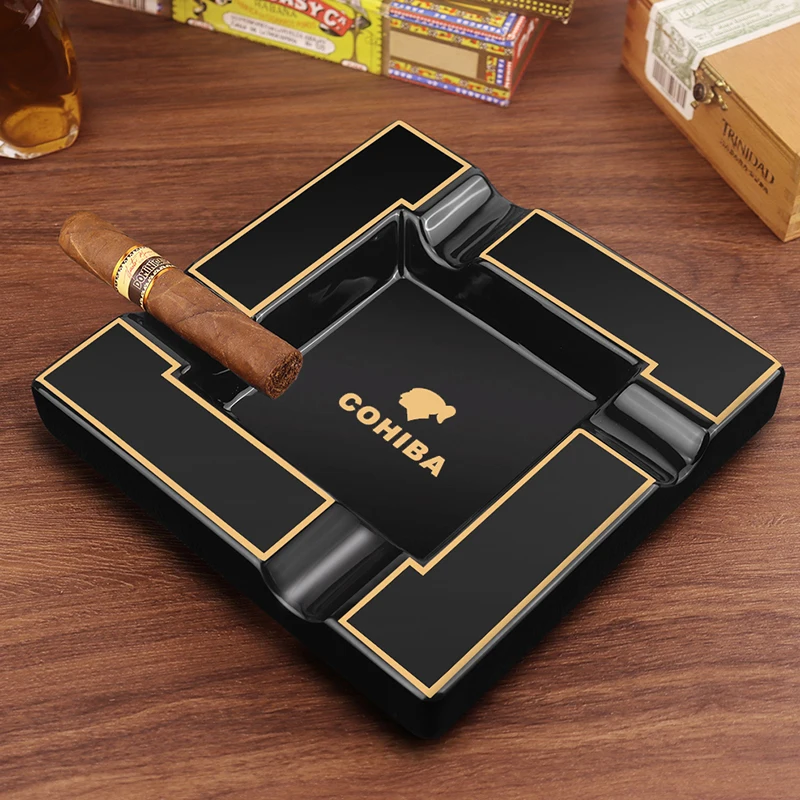 Cigar Ashtray Large Ceramic 4 Slot Tray Creative Luxury Cigar Ashtray Desk Office Ashtray Smoking Accessories