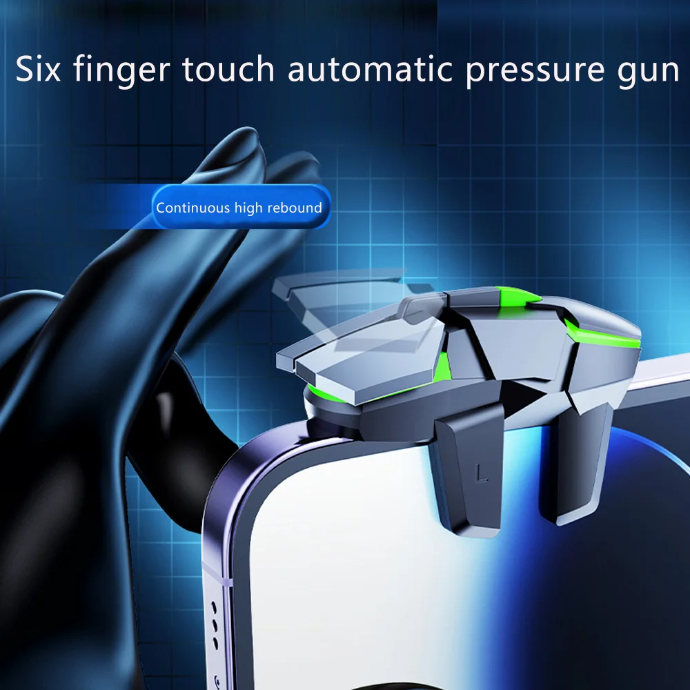 2 قطعة وحدة تحكم ألعاب الهاتف بستة أصابع لـ PUBG Aim Shooting Gaming Trigger L1 R1 زر مفتاح لأجهزة Android IPhone Gamepad DY02