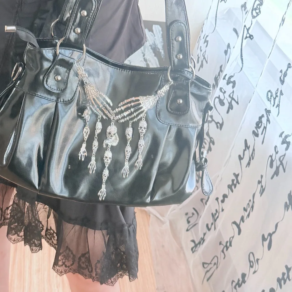 goth-spice-girl-large-capacity-locomotive-bag-single-shoulder-tote-bag-vintage-subculture-punk-women's-bag