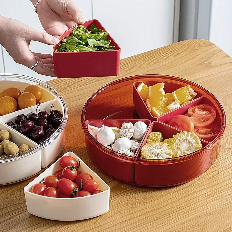 

Divided Fruit Tray Living Room Tea Table Dried Fruit Tray Candy Box Cover Snack Dim Sum Detachable Snack Tray Household